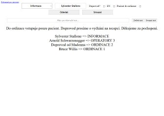 Vyvolávač pacientů – webová aplikace