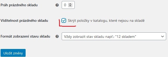 WooCommerce skrýt produkty, které nejsou skladem