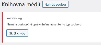 Wordpress nedostatečné oprávnění