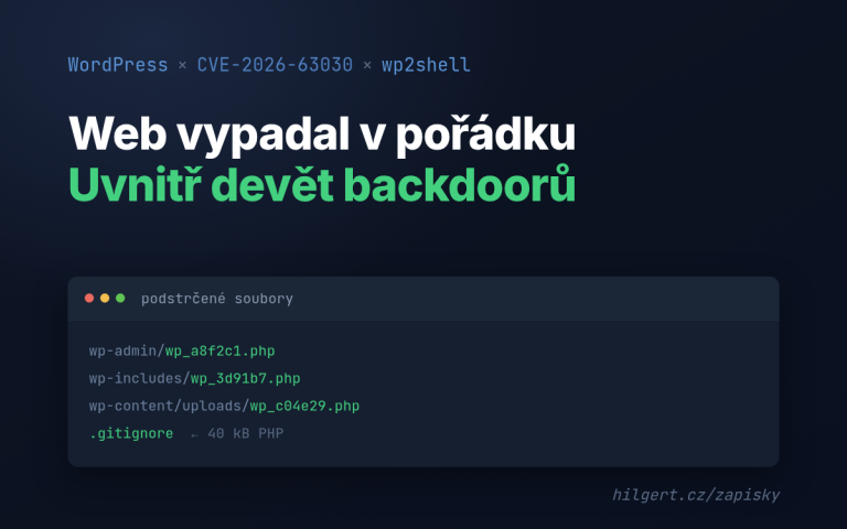 Náhled článku: hacknutý WordPress a seznam podstrčených PHP souborů v jádře webu