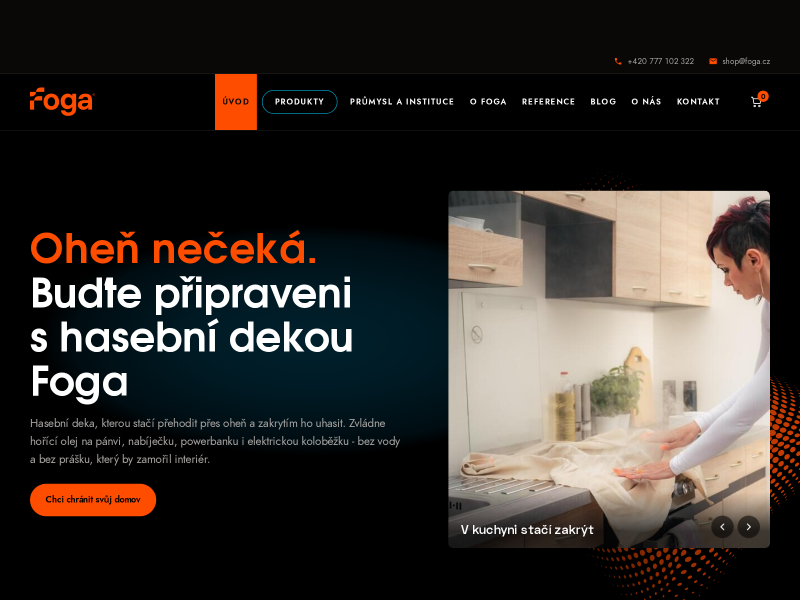 Foga - úvodní stránka webu s hasební dekou