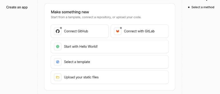 Volba Start with Hello World! při vytváření aplikace