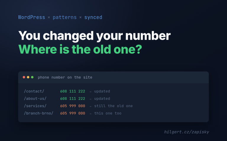Article preview: the same phone number on several pages of a website, two of them still showing the old one